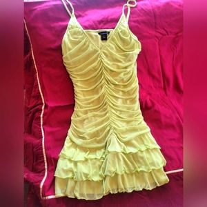 Mods Int - Lime Green Ruffled Tiered Mini Dress - Size Lg